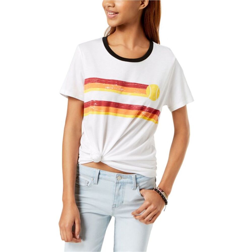 Carbon Copy Womens Tennis Ball Graphic T-Shirt, White, S, DM